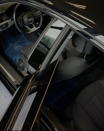 RangRivaj Sky Sapphire car mats - close up of Persian pattern blue design