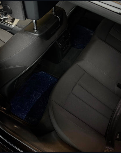 Sky Sapphire Persian car floor mat installed in vehicle interior