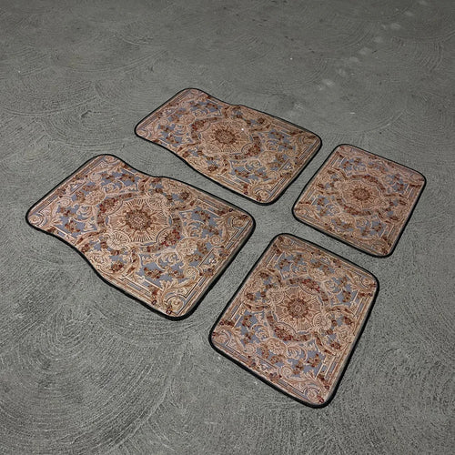 Persian Car Floor Mats – Ruby Cream | Universal Fit | Anti-Slip Luxury Carpet