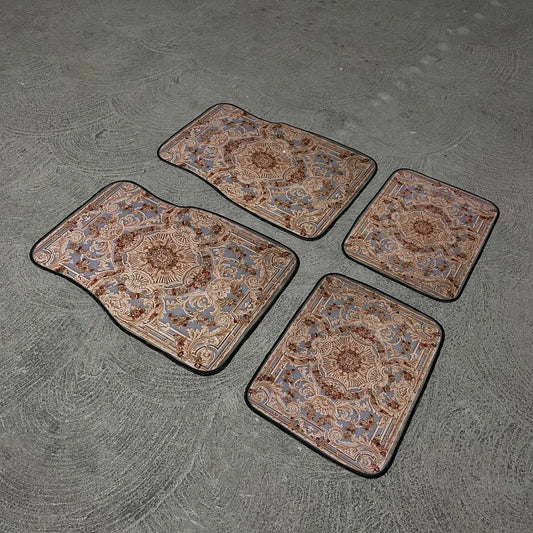 Persian Car Floor Mats – Ruby Cream | Universal Fit | Anti-Slip Luxury Carpet