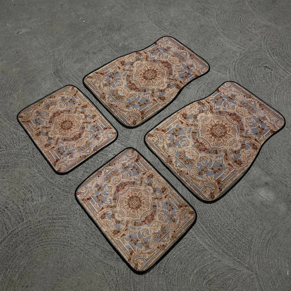 Persian Car Floor Mats – Ruby Cream | Universal Fit | Anti-Slip Luxury Carpet