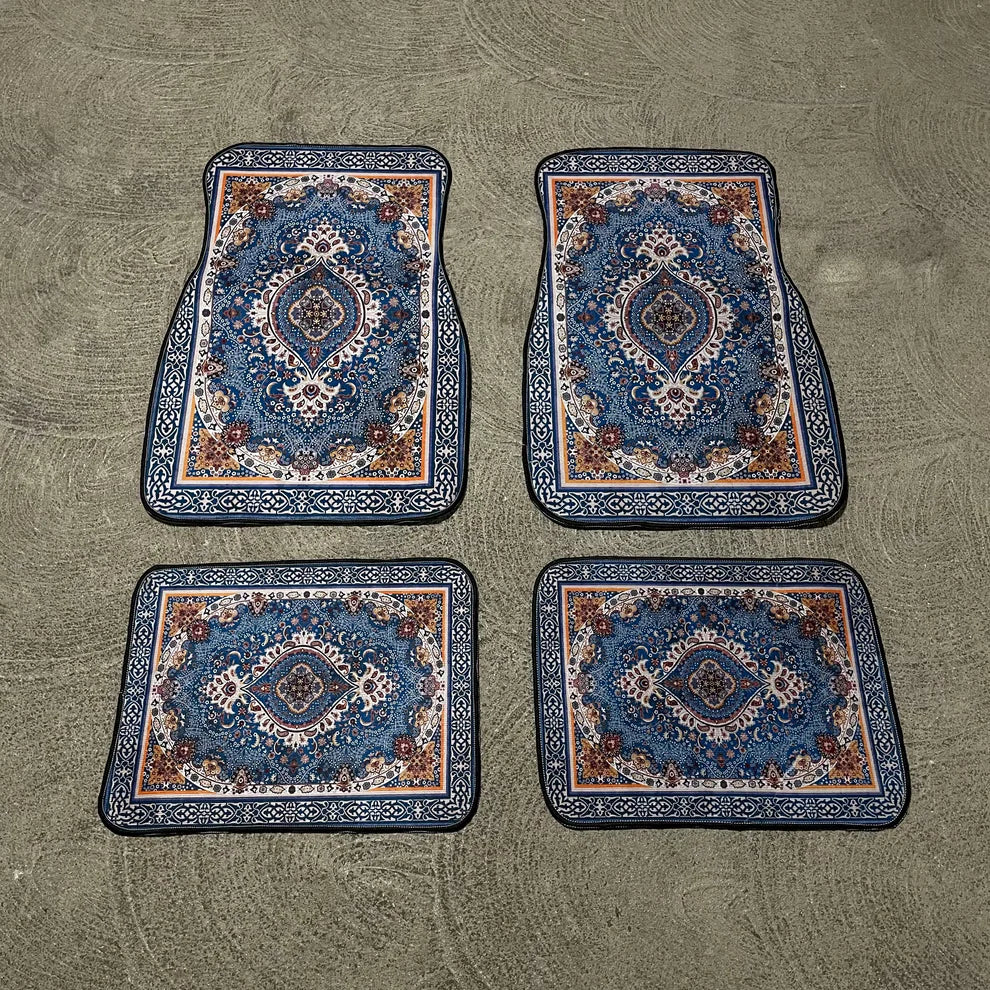 Persian Car Floor Mats – Sandstone Beige | Universal Fit | Anti-Slip Luxury Carpet